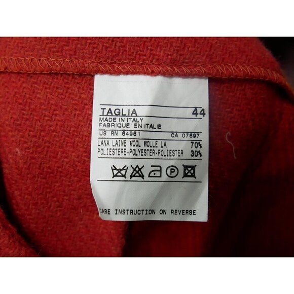 NWOT Sisley Wool Pleated Mini Skirt Red Orange 8 - Picture 4 of 4